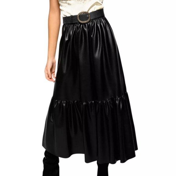 SERIOUS SALE! PINKO Asterismo Faux Leather Maxi Skirt - Made in ITALIA NWOT - Picture 1 of 11